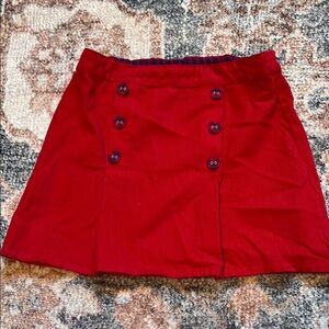 Red skirt with navy button detail 4